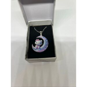 Hello Kitty Moon Necklace Iridescent Kawaii Pendant Adjustable Chain Cute Gift